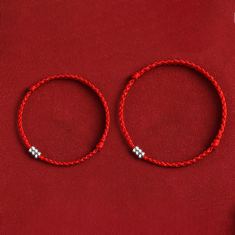 Black rope braided bracelet with sterling silver beads, alternative color option for protection