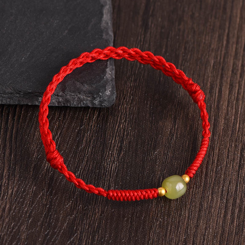 14k gold hetian jade red string protection bracelet wrist wear
