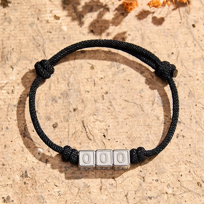 000 angel number titanium steel bracelet with black adjustable cord