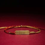 14K gold plated amulet red string bracelet main front flat lay view