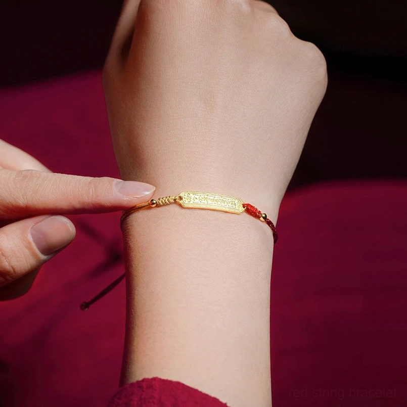 14K gold plated amulet red string bracelet product detail shot 10
