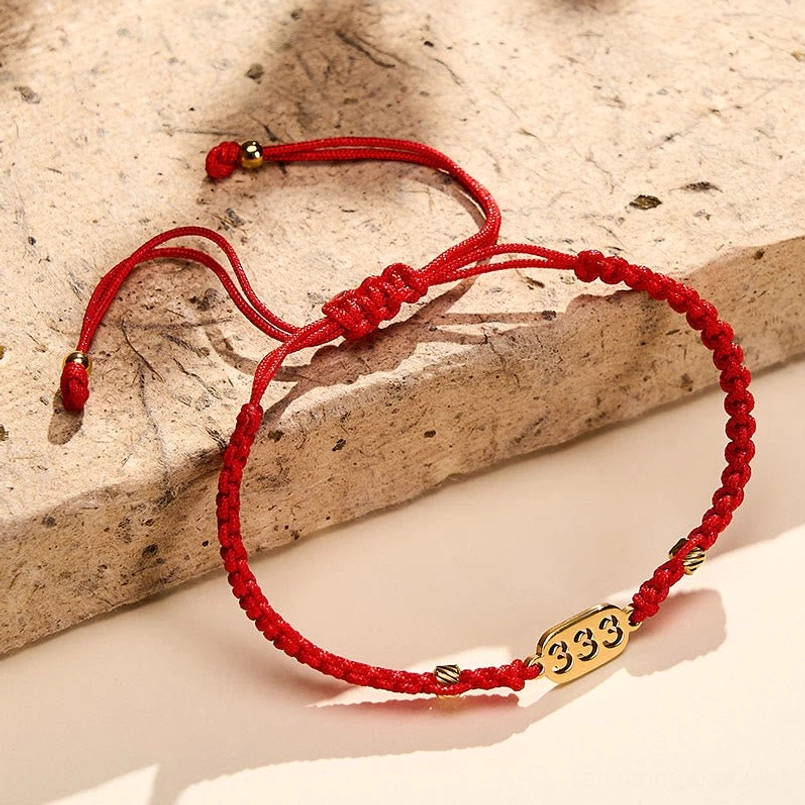 444 angel number red black braided string bracelet protection stability