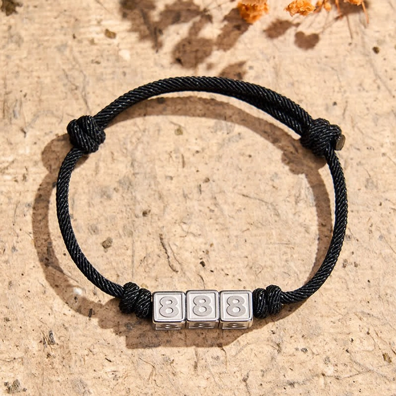 888 angel number prosperity success wealth titanium bracelet