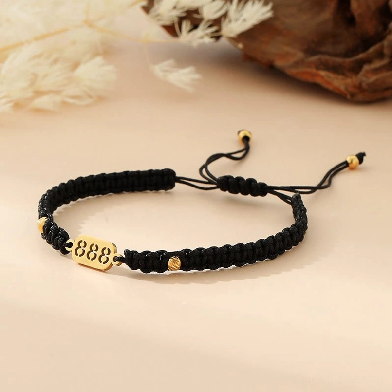 888 angel number red braided string bracelet prosperity success abundance