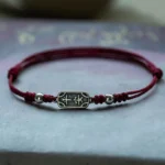 925 sterling silver Ping An charm red string bracelet top down flat view