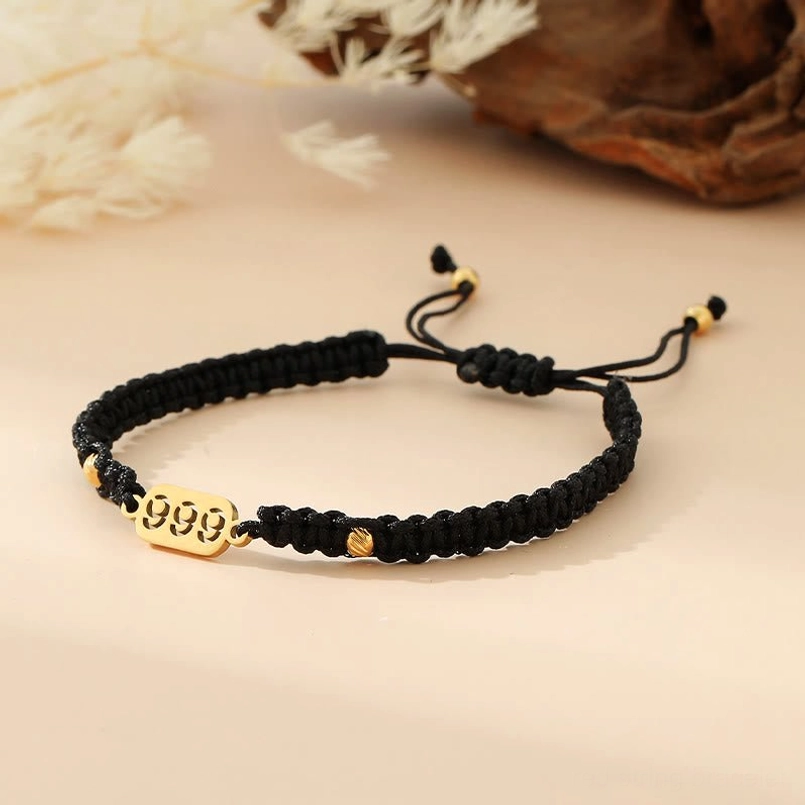 999 angel number black braided string bracelet completion renewal