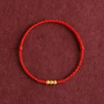 999 solid gold 3 mini beads classic red luck red string bracelet top view