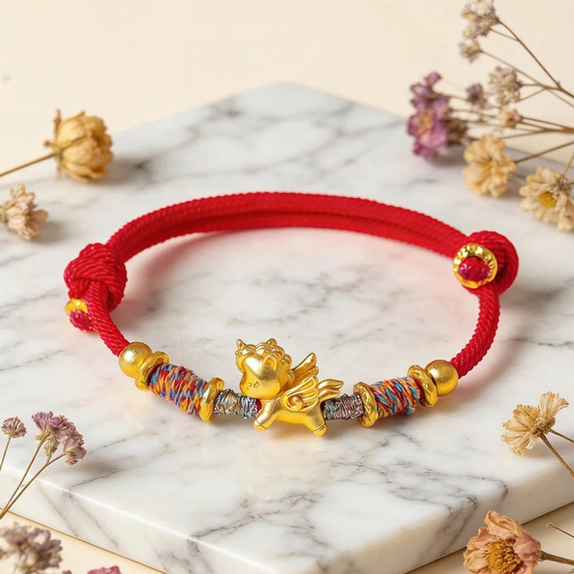 999 silver gold plated horse charm bracelet product display