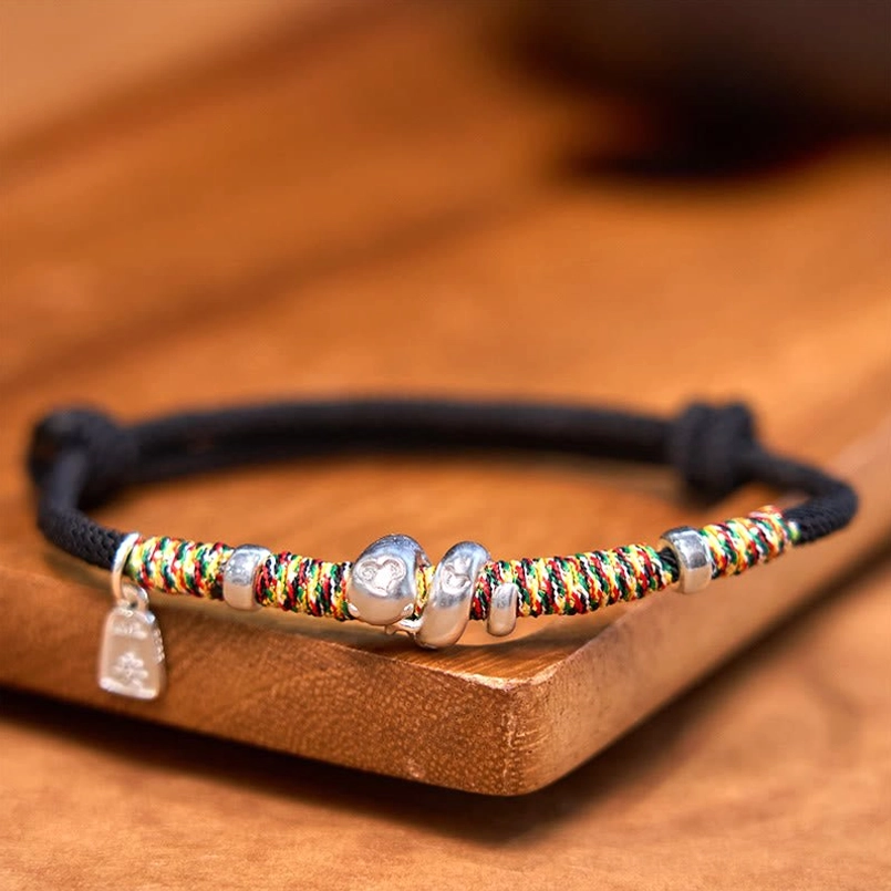 999 Sterling Silver Black Rope Year of Snake Bracelet product view