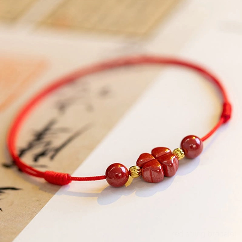 Adjustable red string cinnabar bracelet for meditation and spiritual practice