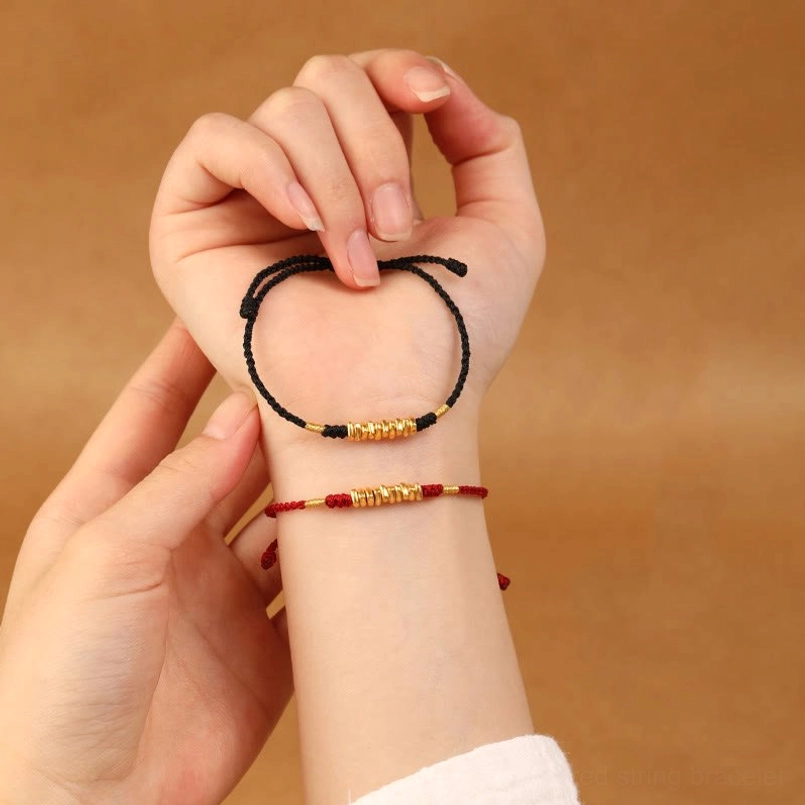 Adjustable 999 gold red string luck bracelet cultural significance