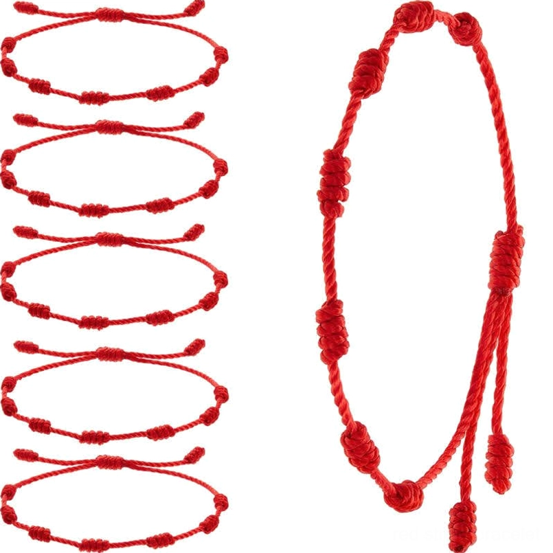 Red string bracelet adjustable fit all wrist sizes handmade natural materials