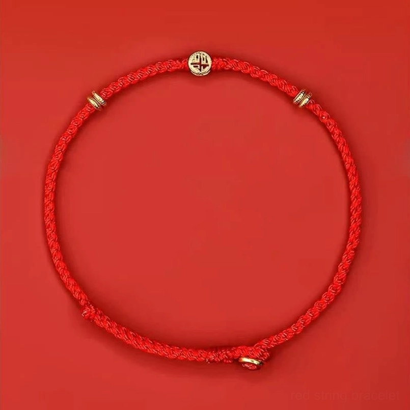Adjustable sliding knot red string Fu charm luck bracelet product shot