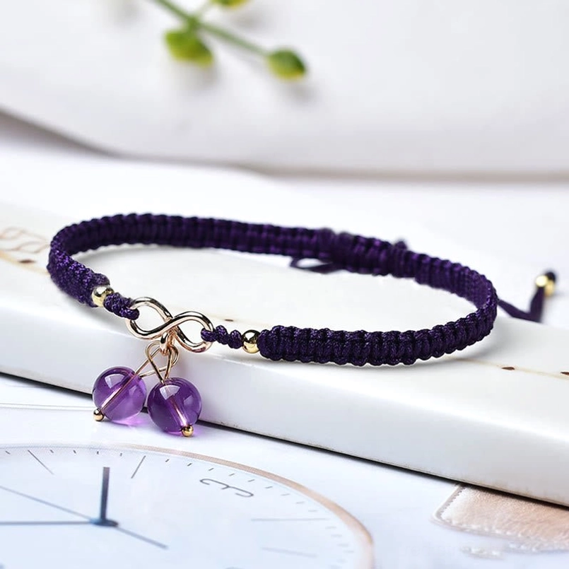 Amethyst Crystal Red String Bracelet - Spiritual Awareness and Inner Peace
