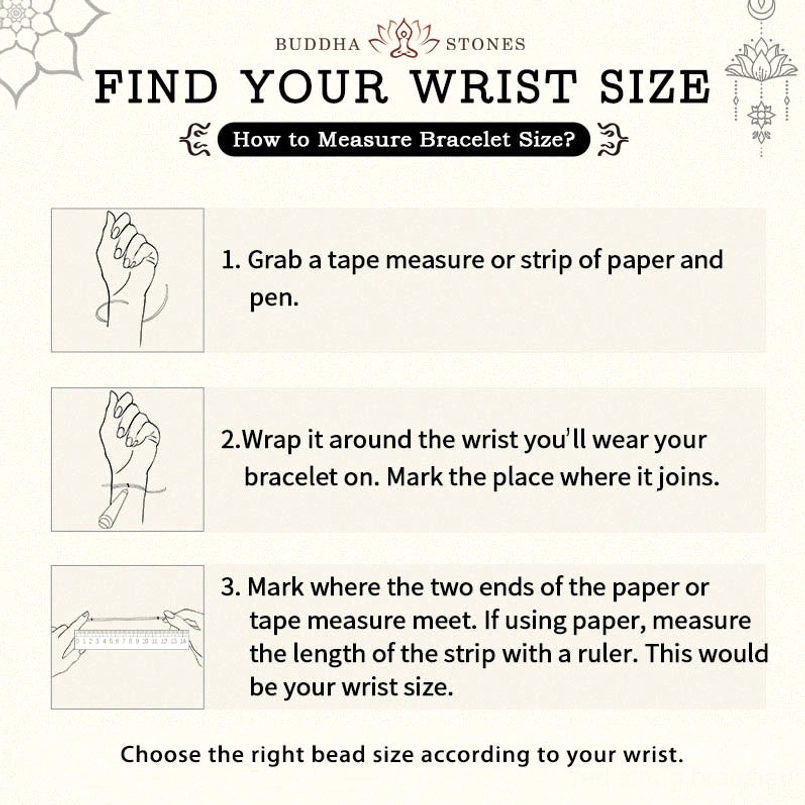 Bracelet wrist size measuring tutorial guide for amethyst Pixiu lucky bracelet