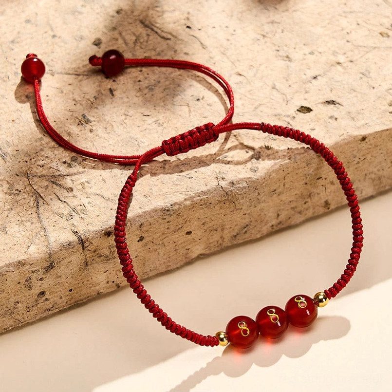 Handmade Red String Bracelet collection featuring all angel numbers with natural agate stones