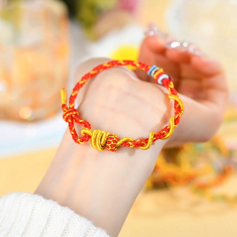 Artisan handmade Year of the Snake bracelet with premium braided string and bead trim