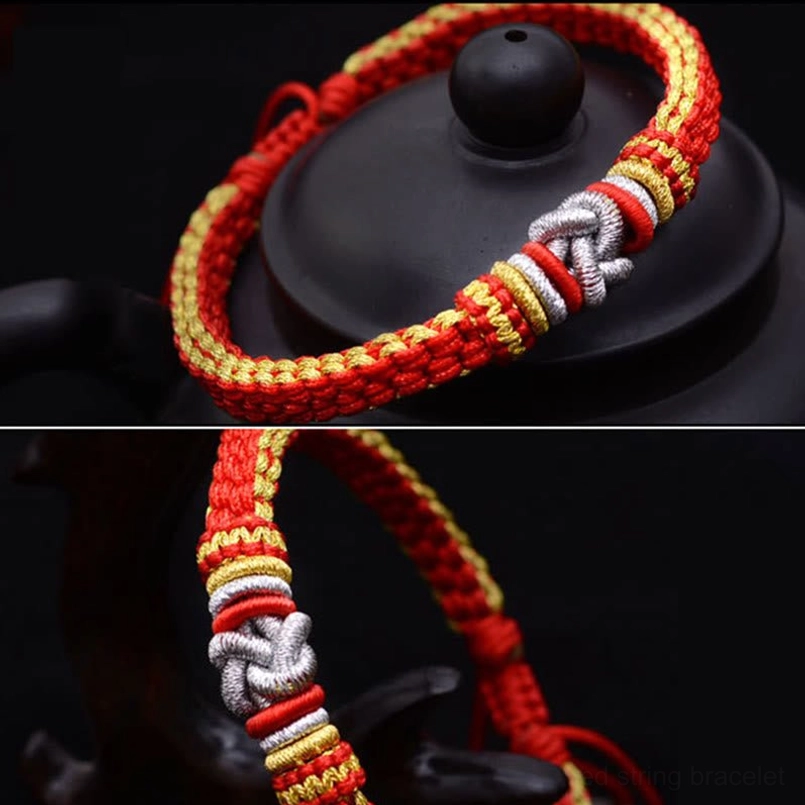 Handmade lucky bracelet featuring authentic true love knot and colored strings