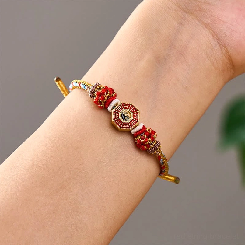 Red string Bagua bracelet yin-yang charm symbol protection meaning
