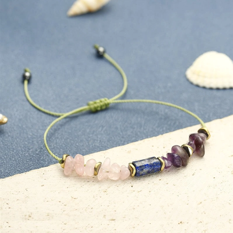 Best Friends Forever amethyst rose quartz lapis lazuli bracelet close-up showing natural stone quality and craftsmanship