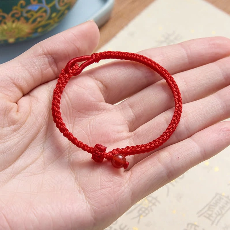 Black onyx red string balance bracelet protection and fortune stone