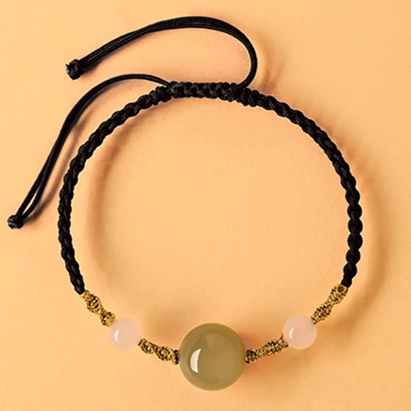 Black rope Hetian jade bracelet, prosperity charm for business success