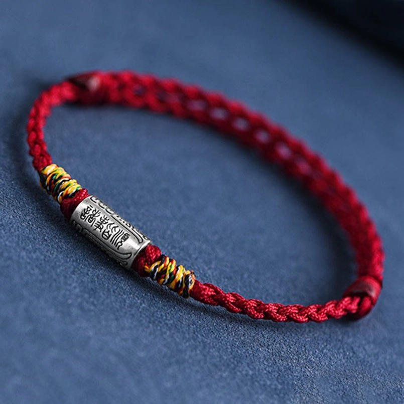 Black rope lucky bracelet with sterling silver charm alternative color option