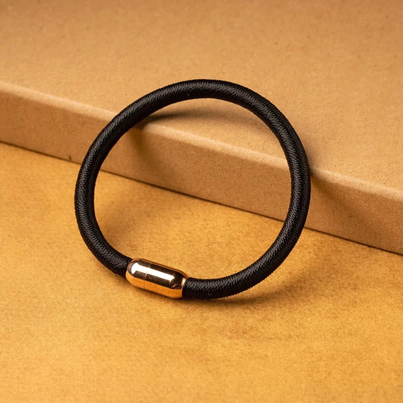 Black rope simple design Tibetan King Kong Knot bracelet with premium magnetic clasp