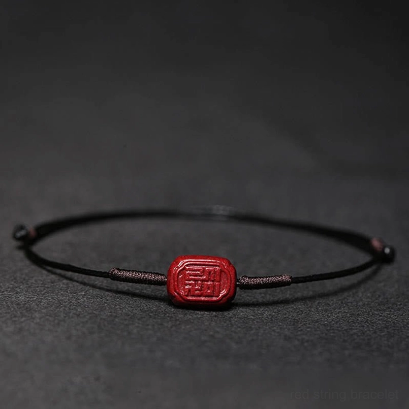 Black string blessing bracelet with fu auspicious character