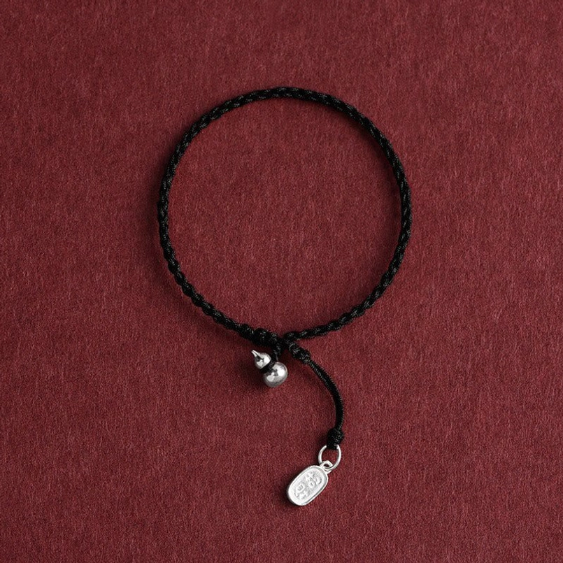 black string gourd bracelet sterling silver charm protection amulet