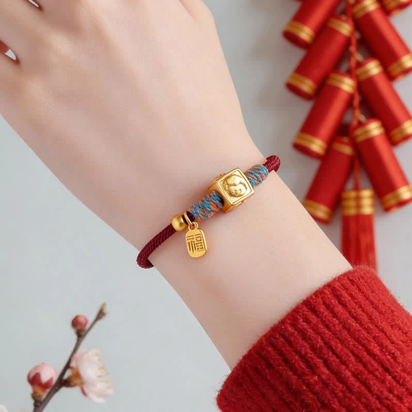 Black string zodiac bracelet wrist wear demonstration showing comfortable fit and style