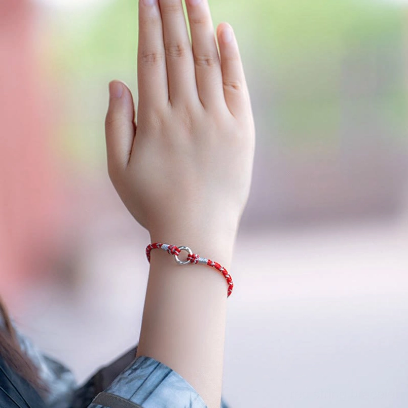 Black tourmaline peace buckle red string bracelet product showcase