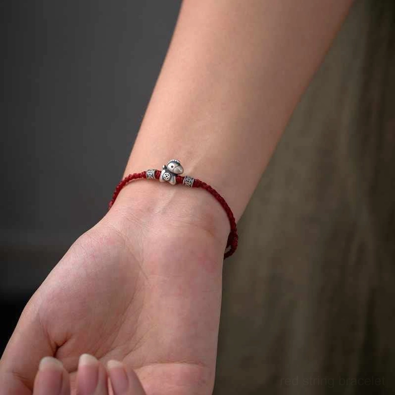 Black braided 999 silver year of horse protection bracelet