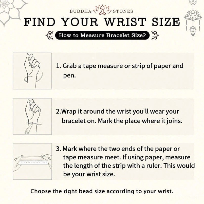 Wrist sizing guide for adjustable koi fish red string bracelet measurement