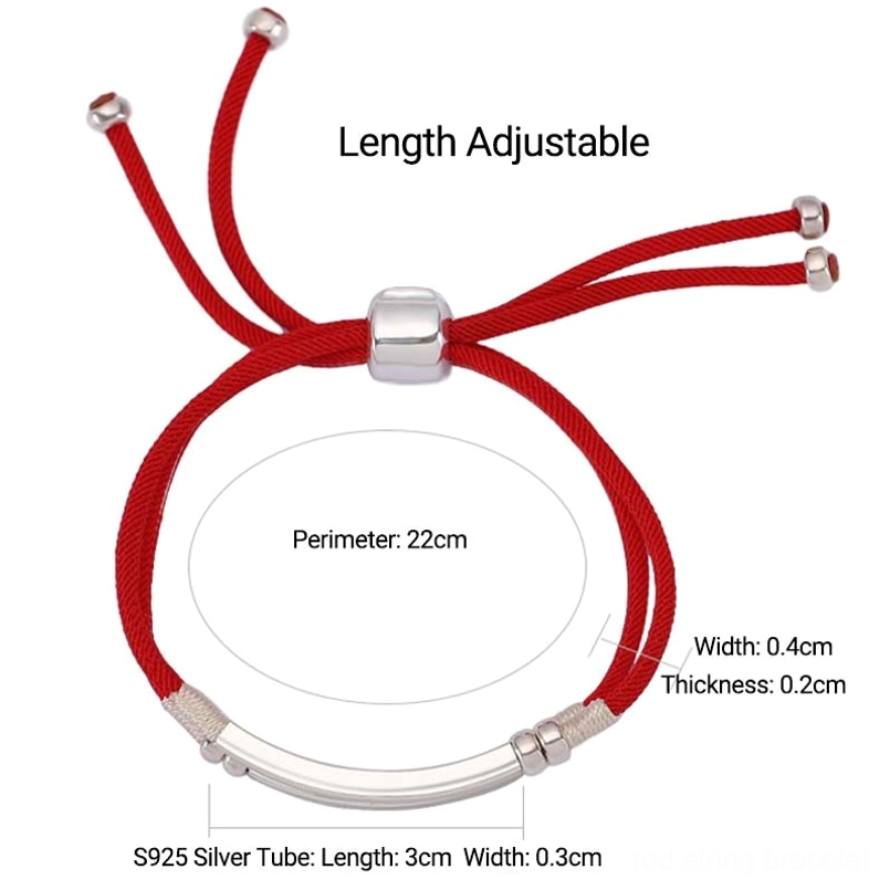 Handcrafted braided red string with 925 sterling silver bars for wellness and metaphysical healing