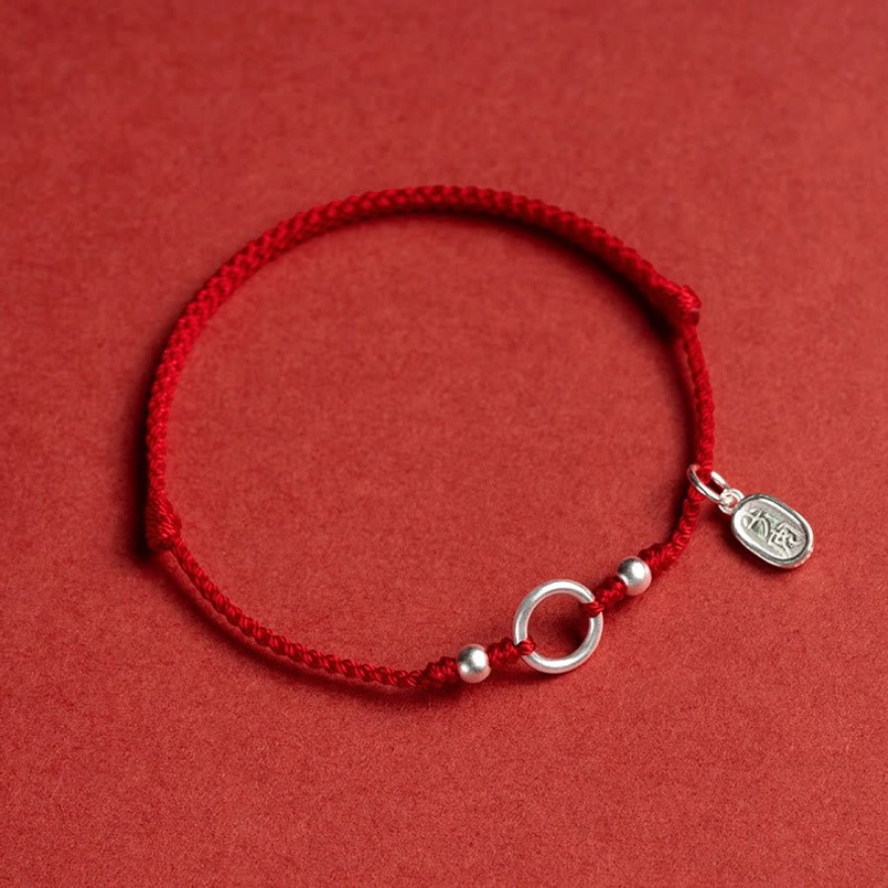 bright red string bracelet peace joy dual charm silver pendant