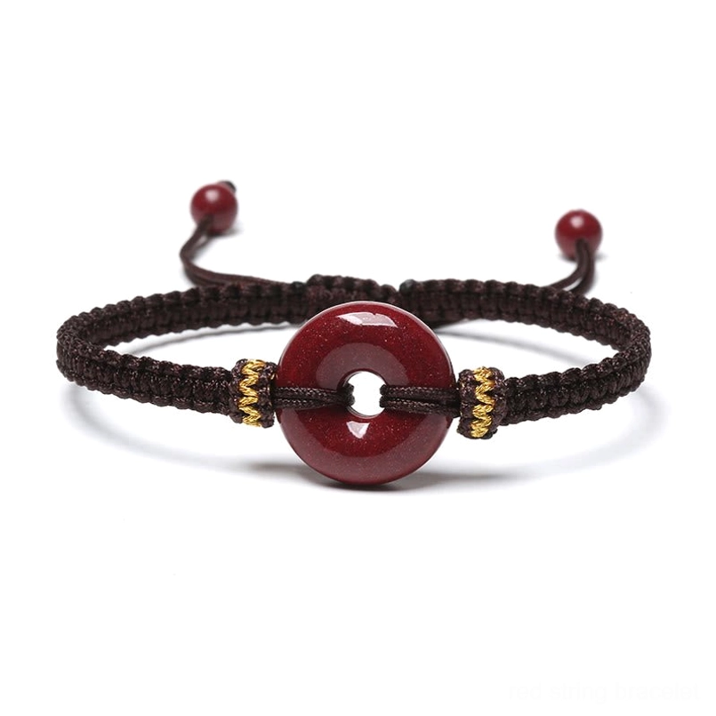 Brown rope cinnabar peace buckle braided bracelet product shot