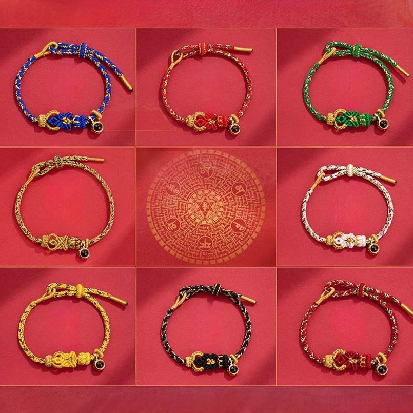 Buddha knot red string bracelet full set of 6 color options display