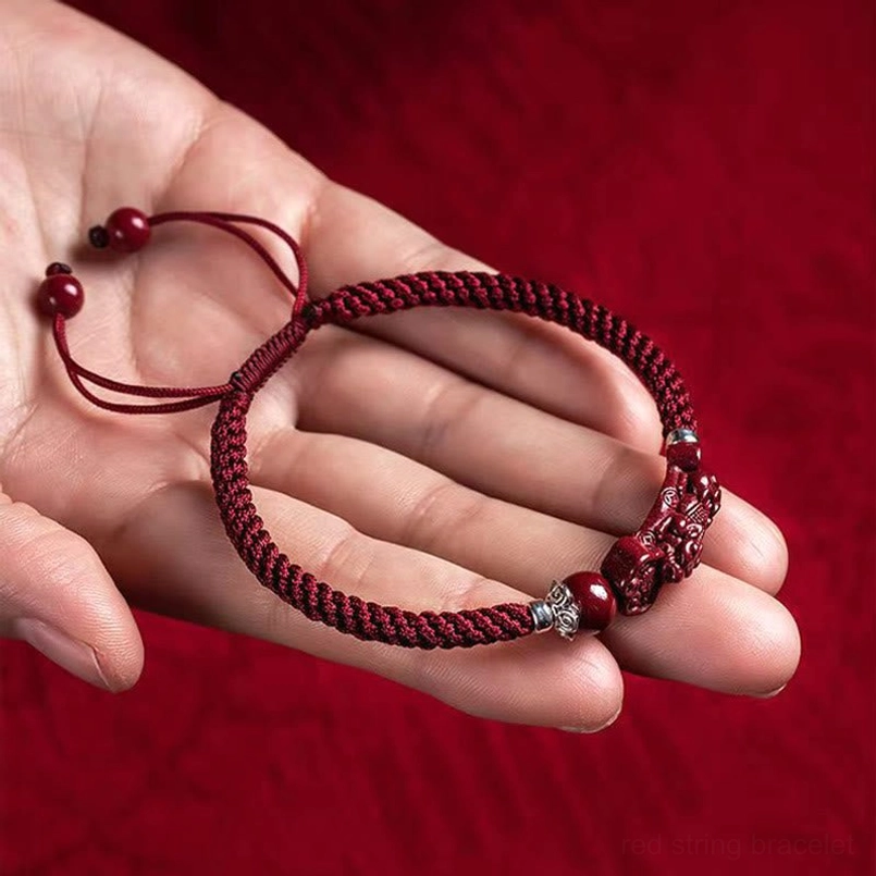 Handcrafted Buddhist-inspired Pixiu cinnabar bracelet with 925 silver