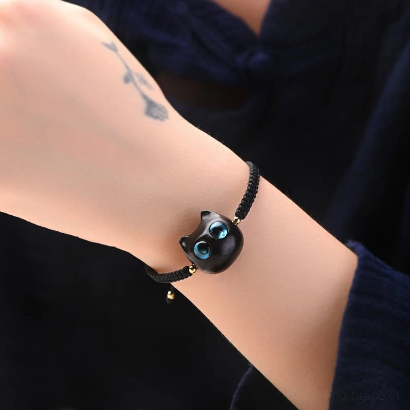 Cat charm bracelet adjustable fit one size fits most wrist wear