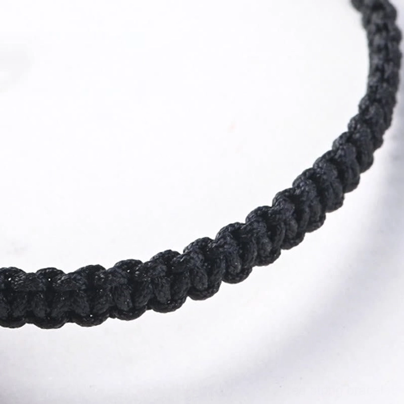 Uniform tight woven braided cord cat charm bracelet side view