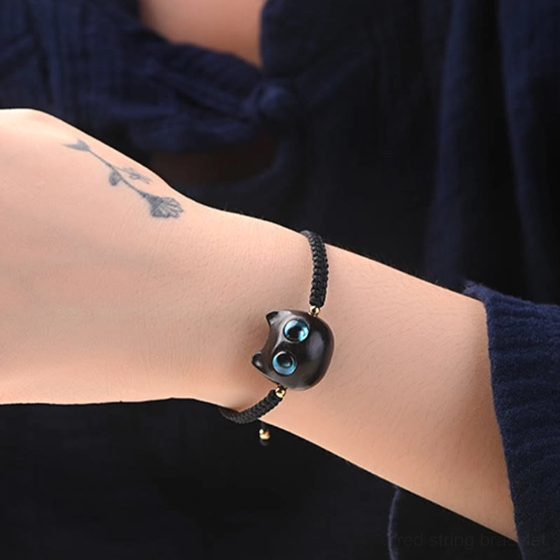 Red sandalwood ebony wood cat bracelet spiritual wellness