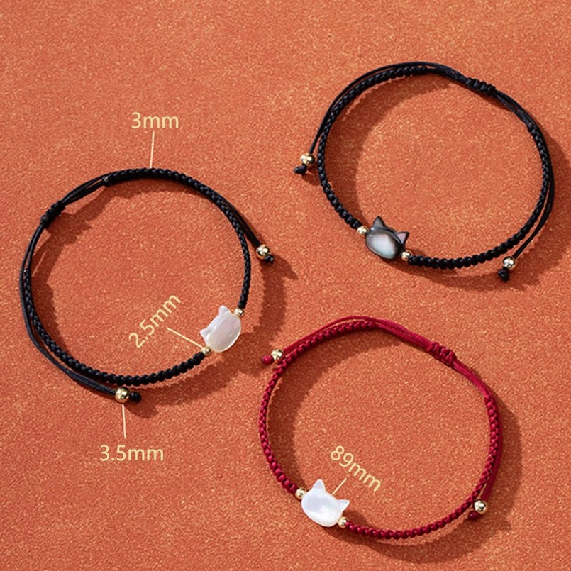 Faceless cat head charm bracelets size measurement marks comparison