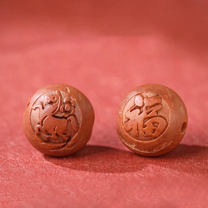 Chinese zodiac animal identification chart - 12 peach wood carved zodiac characters for bracelet selection