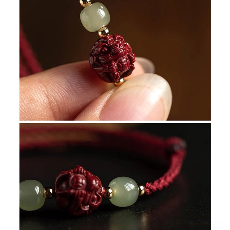 Chinese zodiac hetian jade fu luck bracelet - worn on wrist lifestyle view