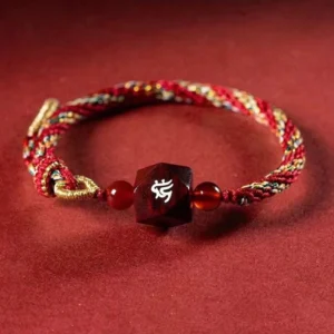 Chinese Zodiac Natal Buddha Red String Protection Bracelet Overhead View