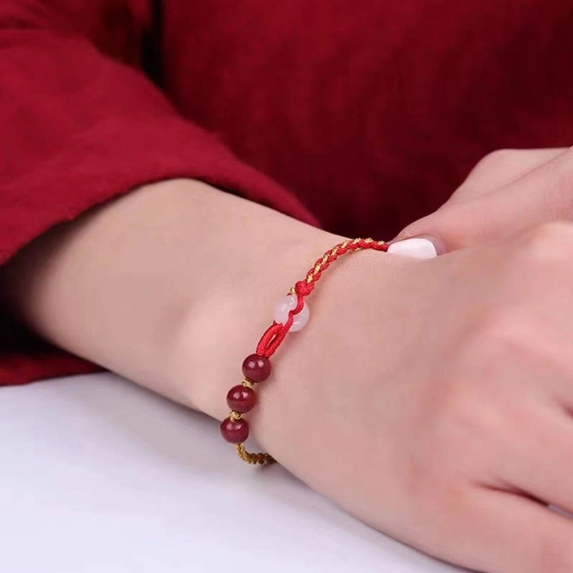 Cinnabar jade peace buckle bracelet adjustable fit wrist wear