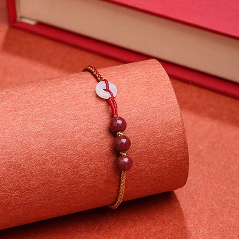 Cinnabar jade peace buckle bracelet authentic natural materials