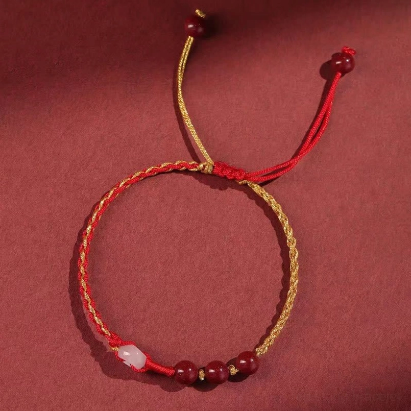 Handmade cinnabar jade peace buckle bracelet harmony symbol