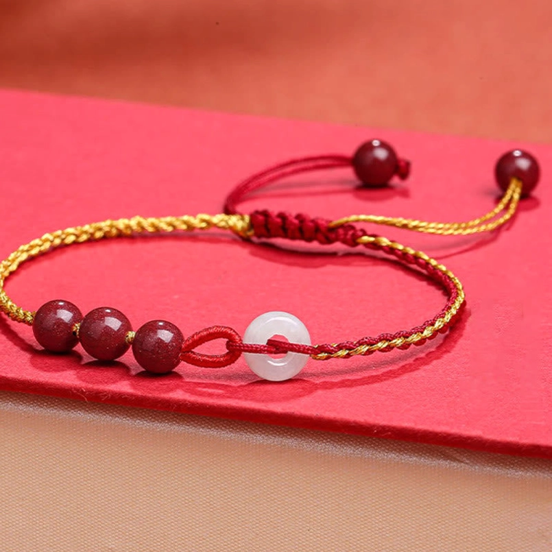 Cinnabar jade peace buckle blessing bracelet lifestyle wear style